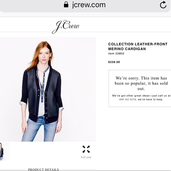 J CREW COLLECTION LEATHER MERINO CARDIGAN NAVY S - Picture 3 of 8